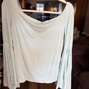 Free People Mint bell sleeve top